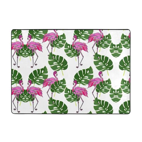 Zcmkjlg Flanell-Teppich mit Cartoon-Flamingo-Blättern, 203 x 147 cm, weicher, rutschfester Teppich, Wohnzimmermatte, große weiche Couchtischmatte Zcmkjlg Flanell-Teppich mit Cartoon-Flamingo-Blättern, 203 x 147 cm, weicher, rutschfester Teppich, Wohnzimmermatte, große weiche Couchtischmatte von Zcmkjlg