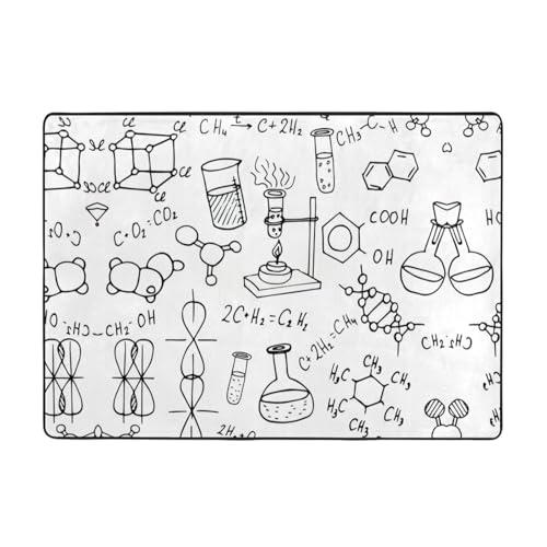 Zcmkjlg Flanell-Teppich mit Chemie-Druckdruck, 203 x 147 cm, weicher, rutschfester Teppich, Wohnzimmermatte, große weiche Couchtischmatte von Zcmkjlg