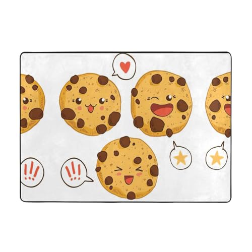 Zcmkjlg Flanell-Teppich mit Chip-Cookies-Aufdruck, 203 x 147 cm, weicher, rutschfester Teppich, Wohnzimmermatte, große weiche Couchtischmatte von Zcmkjlg