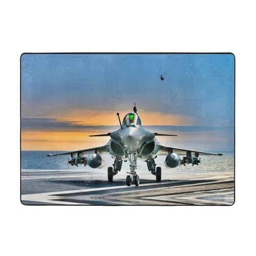 Zcmkjlg Flanell-Teppich mit Flugzeugdruck, 203 x 147 cm, weicher, rutschfester Teppich, Wohnzimmermatte, große weiche Couchtischmatte von Zcmkjlg
