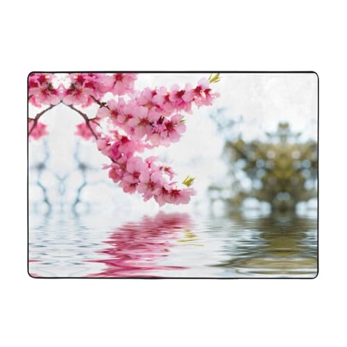 Zcmkjlg Flanell-Teppich mit Frühlingsdruck, 203 x 147 cm, weicher, rutschfester Teppich, Wohnzimmermatte, groß, weiche Couchtischmatte von Zcmkjlg