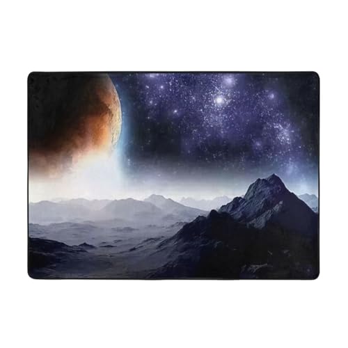 Zcmkjlg Flanell-Teppich mit Galaxie-Natur, Milchstraße, Planetendruck, 203 x 147 cm, weicher, rutschfester Teppich, Wohnzimmermatte, groß, weiche Couchtischmatte von Zcmkjlg
