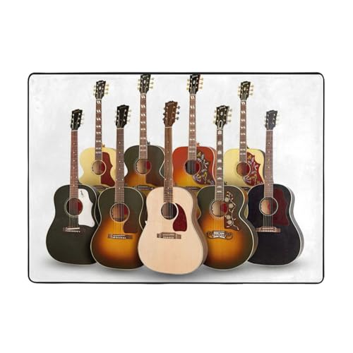 Zcmkjlg Flanell-Teppich mit Gitarrendruck, 203 x 147 cm, weicher, rutschfester Teppich, Wohnzimmermatte, große weiche Couchtischmatte von Zcmkjlg