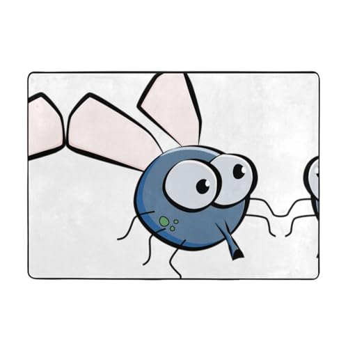 Zcmkjlg Flanell-Teppich mit Insektenflügel-Augen, Cartoon-Druck, 203 x 147 cm, weicher, rutschfester Teppich, Wohnzimmermatte, große weiche Couchtischmatte von Zcmkjlg