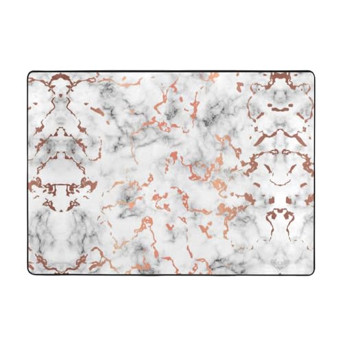 Zcmkjlg Flanell-Teppich mit Marmor-Textur, Kupferspritzer-Druck, 203 x 147 cm, weicher, rutschfester Teppich, Wohnzimmermatte, große weiche Couchtischmatte von Zcmkjlg