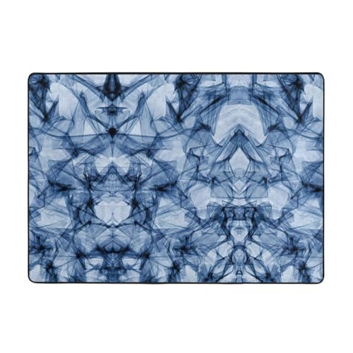 Zcmkjlg Flanell-Teppich mit Marmordruck, 203 x 147 cm, weicher, rutschfester Teppich, Wohnzimmermatte, groß, weich, Couchtischmatte, Dunkelblau von Zcmkjlg