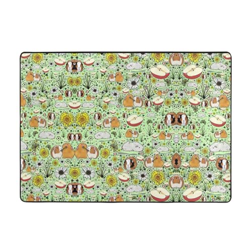 Zcmkjlg Flanell-Teppich mit Meerschweinchen-Aufdruck, 203 x 147 cm, weicher, rutschfester Teppich, Wohnzimmermatte, große weiche Couchtischmatte Zcmkjlg Flanell-Teppich mit Meerschweinchen-Aufdruck, 203 x 147 cm, weicher, rutschfester Teppich, Wohnzimmermatte, große weiche Couchtischmatte von Zcmkjlg