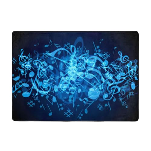 Zcmkjlg Flanell-Teppich mit Musiknoten-Druck, 203 x 147 cm, weicher, rutschfester Teppich, Wohnzimmermatte, groß, weiche Couchtischmatte von Zcmkjlg
