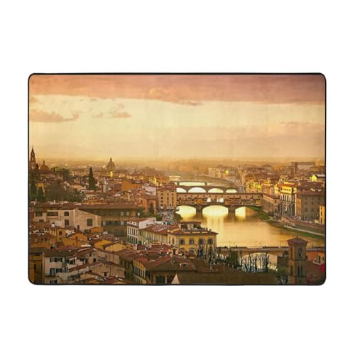 Zcmkjlg Flanell-Teppich mit Sonnenuntergang-Aufdruck, 203 x 147 cm, weicher, rutschfester Teppich, Wohnzimmermatte, große weiche Couchtischmatte von Zcmkjlg