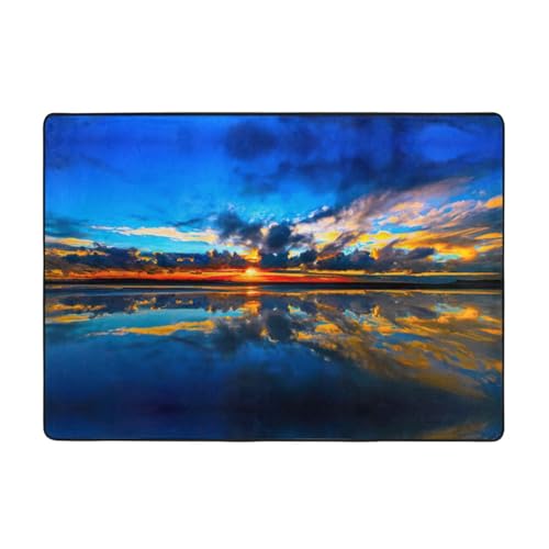Zcmkjlg Flanell-Teppich mit Sonnenuntergang-Druck, 203 x 147 cm, weicher, rutschfester Teppich, Wohnzimmermatte, große weiche Couchtischmatte von Zcmkjlg