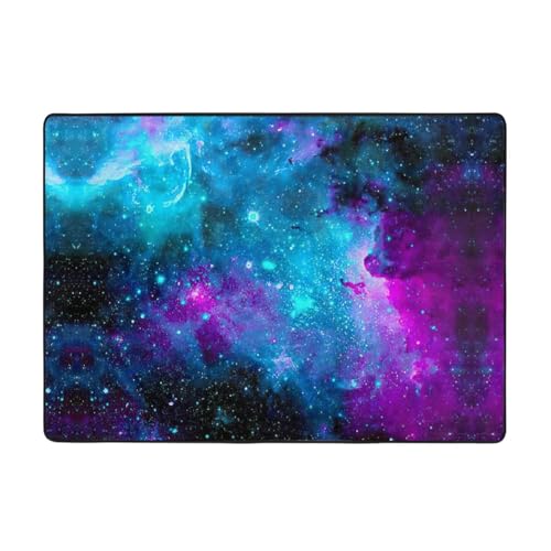 Zcmkjlg Flanell-Teppich mit Sternenhimmel-Druck, 203 x 147 cm, weicher, rutschfester Teppich, Wohnzimmermatte, groß, weich, Couchtischmatte, Lila von Zcmkjlg
