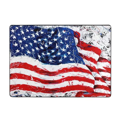 Zcmkjlg Flanell-Teppich mit US-Flaggen-Druck, 203 x 147 cm, weicher, rutschfester Teppich, Wohnzimmermatte, große weiche Couchtischmatte Zcmkjlg Flanell-Teppich mit US-Flaggen-Druck, 203 x 147 cm, weicher, rutschfester Teppich, Wohnzimmermatte, große weiche Couchtischmatte von Zcmkjlg