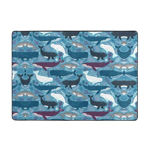 Zcmkjlg Flanell-Teppich mit Walmuster, 203 x 147 cm, weicher, rutschfester Teppich, Wohnzimmermatte, große weiche Couchtischmatte von Zcmkjlg