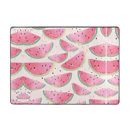 Zcmkjlg Flanell-Teppich mit Wassermelonen-Motiv und frischem Obstdruck, 203 x 147 cm, weicher, rutschfester Teppich, Wohnzimmermatte, große weiche Couchtischmatte von Zcmkjlg