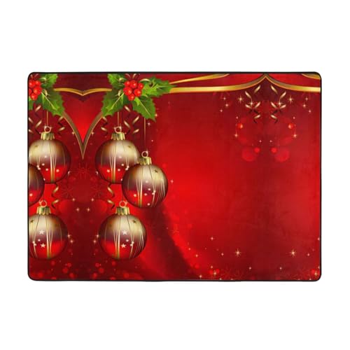 Zcmkjlg Flanell-Teppich mit Weihnachts-Laternen-Druck, 203 x 147 cm, weicher, rutschfester Teppich, Wohnzimmermatte, große weiche Couchtischmatte von Zcmkjlg