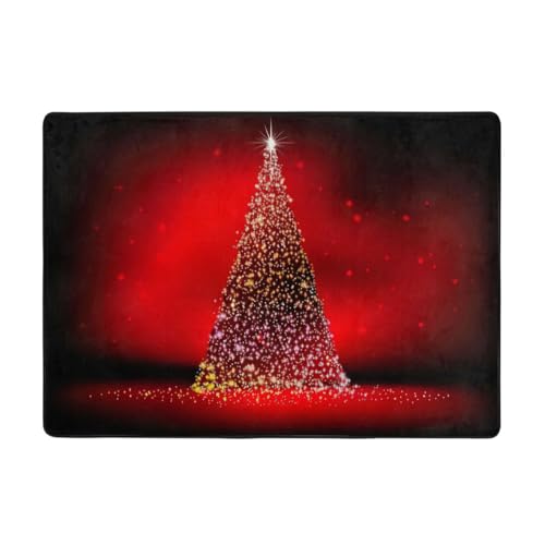 Zcmkjlg Flanell-Teppich mit Weihnachtsbaum, glitzernder Druck, 203 x 147 cm, weicher, rutschfester Teppich, Wohnzimmermatte, groß, weiche Couchtischmatte von Zcmkjlg