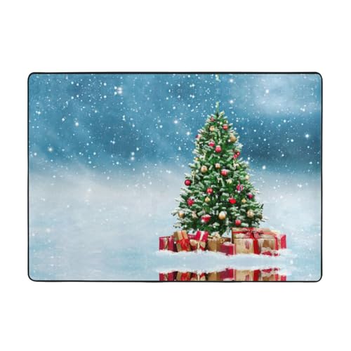 Zcmkjlg Flanell-Teppich mit Weihnachtsbaum- und Geschenkdruck, 203 x 147 cm, weicher, rutschfester Teppich, Wohnzimmermatte, große weiche Couchtischmatte Zcmkjlg Flanell-Teppich mit Weihnachtsbaum- und Geschenkdruck, 203 x 147 cm, weicher, rutschfester Teppich, Wohnzimmermatte, große weiche Couchtischmatte von Zcmkjlg