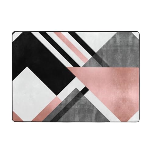 Zcmkjlg Flanell-Teppich mit abstraktem Dreieck, gestreift, 203 x 147 cm, weicher, rutschfester Teppich, Wohnzimmermatte, große weiche Couchtischmatte von Zcmkjlg