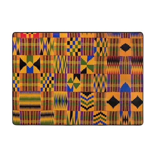 Zcmkjlg Flanell-Teppich mit afrikanischem Stammesmuster, ethnische Textur, 203 x 147 cm, weicher, rutschfester Teppich, Wohnzimmermatte, große weiche Couchtischmatte von Zcmkjlg