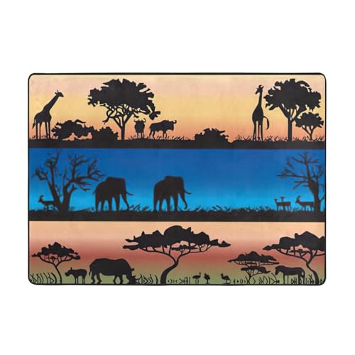 Zcmkjlg Flanell-Teppich mit afrikanischen Wildtieren bedruckt, 203 x 147 cm, weicher, rutschfester Teppich, Wohnzimmermatte, große weiche Couchtischmatte Zcmkjlg Flanell-Teppich mit afrikanischen Wildtieren bedruckt, 203 x 147 cm, weicher, rutschfester Teppich, Wohnzimmermatte, große weiche Couchtischmatte von Zcmkjlg