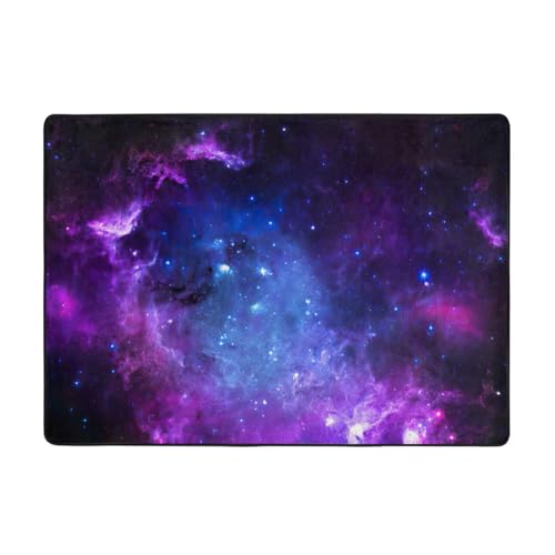 Zcmkjlg Flanell-Teppich mit blauem Galaxie-Druck, 203 x 147 cm, weicher, rutschfester Teppich, Wohnzimmermatte, große weiche Couchtischmatte von Zcmkjlg