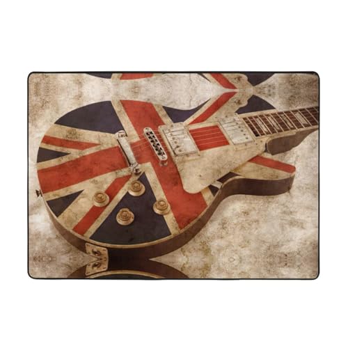Zcmkjlg Flanell-Teppich mit britischer Flagge, 203 x 147 cm, weicher, rutschfester Teppich, Wohnzimmermatte, große weiche Couchtischmatte von Zcmkjlg