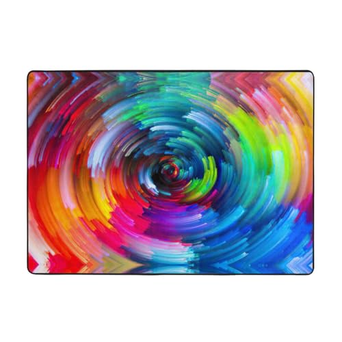 Zcmkjlg Flanell-Teppich mit buntem Regenbogen-Spiraldruck, 203 x 147 cm, weicher, rutschfester Teppich, Wohnzimmermatte, große weiche Couchtischmatte von Zcmkjlg