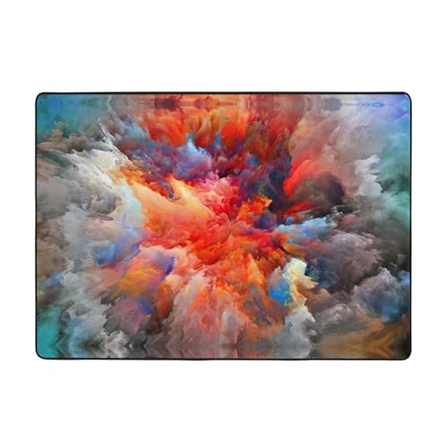 Zcmkjlg Flanell-Teppich mit buntem Wolkendruck, 203 x 147 cm, weicher, rutschfester Teppich, Wohnzimmermatte, große weiche Couchtischmatte Zcmkjlg Flanell-Teppich mit buntem Wolkendruck, 203 x 147 cm, weicher, rutschfester Teppich, Wohnzimmermatte, große weiche Couchtischmatte von Zcmkjlg