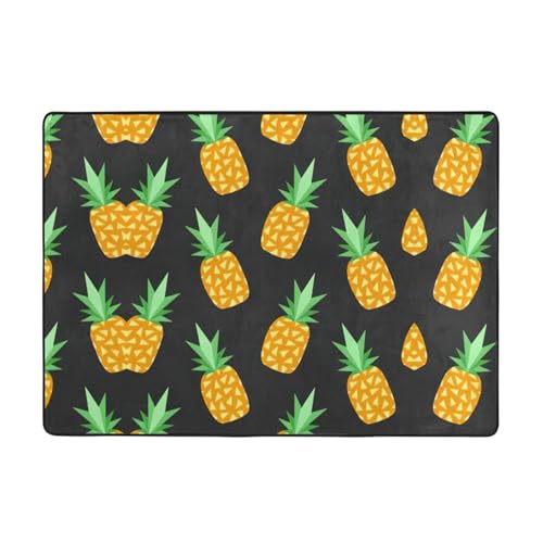 Zcmkjlg Flanell-Teppich mit gelbem Ananas-Druck, 203 x 147 cm, weicher, rutschfester Teppich, Wohnzimmermatte, große weiche Couchtischmatte Zcmkjlg Flanell-Teppich mit gelbem Ananas-Druck, 203 x 147 cm, weicher, rutschfester Teppich, Wohnzimmermatte, große weiche Couchtischmatte von Zcmkjlg