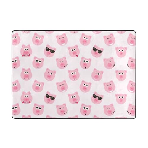 Zcmkjlg Flanell-Teppich mit lustigem rosa Schweinegesicht, 203 x 147 cm, weicher, rutschfester Teppich, Wohnzimmermatte, große weiche Couchtischmatte Zcmkjlg Flanell-Teppich mit lustigem rosa Schweinegesicht, 203 x 147 cm, weicher, rutschfester Teppich, Wohnzimmermatte, große weiche Couchtischmatte von Zcmkjlg