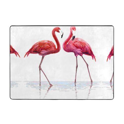 Zcmkjlg Flanell-Teppich mit niedlichem Flamingo-Druck, 203 x 147 cm, weicher, rutschfester Teppich, Wohnzimmermatte, große weiche Couchtischmatte von Zcmkjlg
