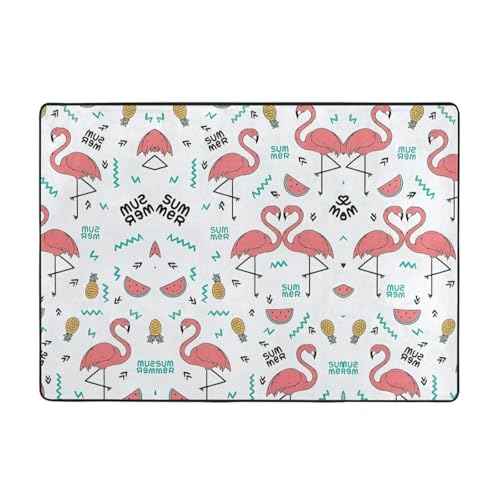 Zcmkjlg Flanell-Teppich mit pinkem Flamingo-Druck, 203 x 147 cm, weicher, rutschfester Teppich, Wohnzimmermatte, große weiche Couchtischmatte Zcmkjlg Flanell-Teppich mit pinkem Flamingo-Druck, 203 x 147 cm, weicher, rutschfester Teppich, Wohnzimmermatte, große weiche Couchtischmatte von Zcmkjlg