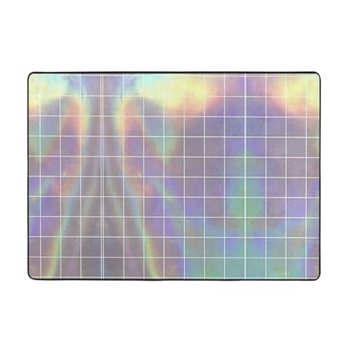 Zcmkjlg Flanell-Teppich mit reflektierendem quadratischem Druck, 203 x 147 cm, weicher, rutschfester Teppich, Wohnzimmermatte, große weiche Couchtischmatte von Zcmkjlg