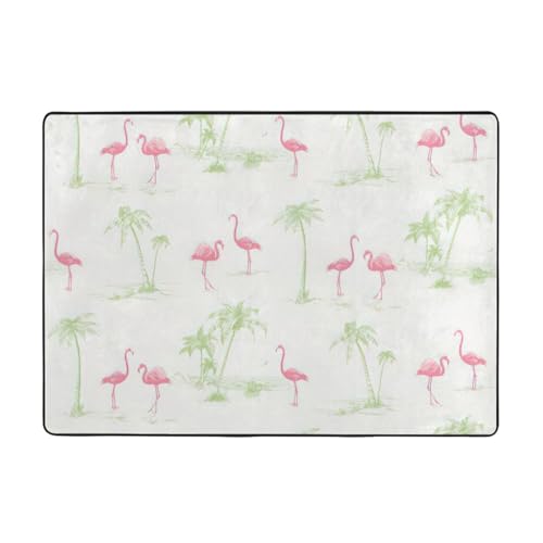 Zcmkjlg Flanell-Teppich mit rosa Flamingo-Muster, 203 x 147 cm, weicher, rutschfester Teppich, Wohnzimmermatte, große weiche Couchtischmatte Zcmkjlg Flanell-Teppich mit rosa Flamingo-Muster, 203 x 147 cm, weicher, rutschfester Teppich, Wohnzimmermatte, große weiche Couchtischmatte von Zcmkjlg