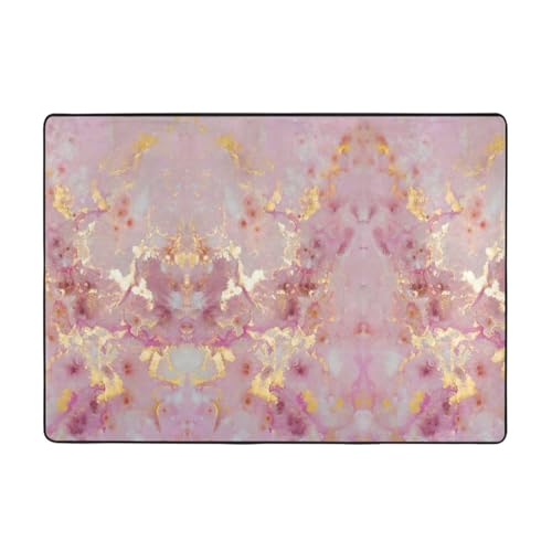 Zcmkjlg Flanell-Teppich mit rosa Marmor-Texturdruck, 203 x 147 cm, weicher, rutschfester Teppich, Wohnzimmermatte, große weiche Couchtischmatte von Zcmkjlg