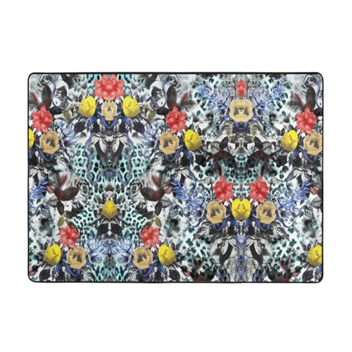 Zcmkjlg Flanell-Teppich mit rotem und gelbem Blumendruck, 203 x 147 cm, weicher, rutschfester Teppich, Wohnzimmermatte, große weiche Couchtischmatte Zcmkjlg Flanell-Teppich mit rotem und gelbem Blumendruck, 203 x 147 cm, weicher, rutschfester Teppich, Wohnzimmermatte, große weiche Couchtischmatte von Zcmkjlg