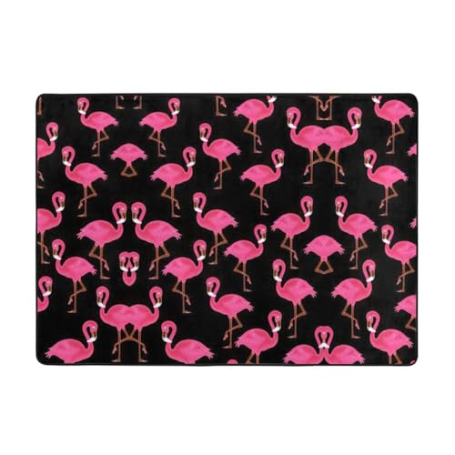 Zcmkjlg Flanell-Teppich mit schönem rosa Flamingodruck, 203 x 147 cm, weicher, rutschfester Teppich, Wohnzimmermatte, große weiche Couchtischmatte von Zcmkjlg