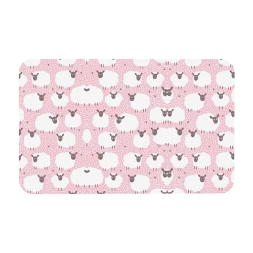 Zcmkjlg Kieselgur Matte mit weißem Schaf auf rosa Hintergrund, 50 x 80 cm, bequeme Bodenmatte für die Dusche, rutschfeste Kieselgur Matte Zcmkjlg Kieselgur Matte mit weißem Schaf auf rosa Hintergrund, 50 x 80 cm, bequeme Bodenmatte für die Dusche, rutschfeste Kieselgur Matte von Zcmkjlg
