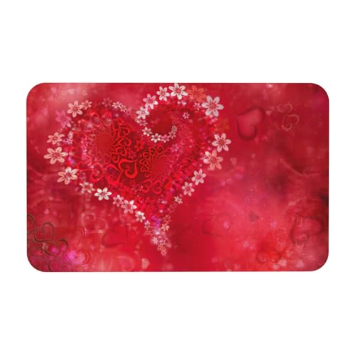 Zcmkjlg Kieselgur mit Blumendekoration, Herzdruck, 50 x 80 cm, bequeme Bodenmatte für die Dusche, rutschfeste Kieselgur Zcmkjlg Kieselgur mit Blumendekoration, Herzdruck, 50 x 80 cm, bequeme Bodenmatte für die Dusche, rutschfeste Kieselgur von Zcmkjlg