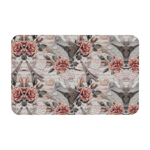 Zcmkjlg Kieselgur mit Blumenmotiv, Eiffelturm-Druck, 50 x 80 cm, bequeme Bodenmatte für Dusche, rutschfeste Kieselgur Zcmkjlg Kieselgur mit Blumenmotiv, Eiffelturm-Druck, 50 x 80 cm, bequeme Bodenmatte für Dusche, rutschfeste Kieselgur von Zcmkjlg