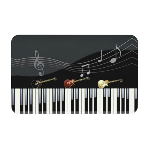 Zcmkjlg Kieselgur mit Gitarren-Klavier-Muster, 50 x 80 cm, bequeme Bodenmatte für Dusche, rutschfeste Kieselgur von Zcmkjlg