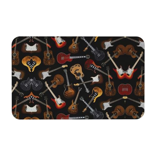 Zcmkjlg Kieselgur mit Gitarrendruck, 50 x 80 cm, bequeme Bodenmatte für die Dusche, rutschfeste Kieselgur von Zcmkjlg