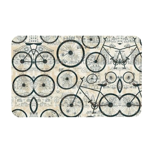 Zcmkjlg Kieselgur mit Retro-Fahrraddruck, 50 x 80 cm, bequeme Bodenmatte für Dusche, rutschfeste Kieselgur von Zcmkjlg