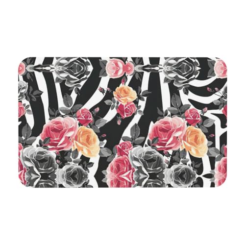 Zcmkjlg Kieselgur mit Rosen, Blumen-Zebrastreifen, 50 x 80 cm, bequeme Bodenmatte für die Dusche, rutschfeste Kieselgur Zcmkjlg Kieselgur mit Rosen, Blumen-Zebrastreifen, 50 x 80 cm, bequeme Bodenmatte für die Dusche, rutschfeste Kieselgur von Zcmkjlg