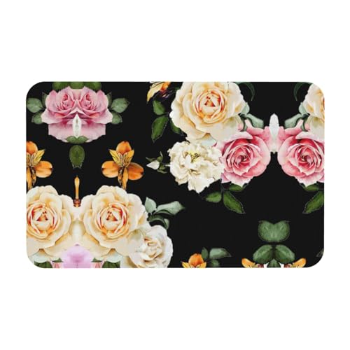 Zcmkjlg Kieselgur mit Shabby-Rosen-Aufdruck, 50 x 80 cm, bequeme Bodenmatte für die Dusche, rutschfeste Kieselgur Zcmkjlg Kieselgur mit Shabby-Rosen-Aufdruck, 50 x 80 cm, bequeme Bodenmatte für die Dusche, rutschfeste Kieselgur von Zcmkjlg