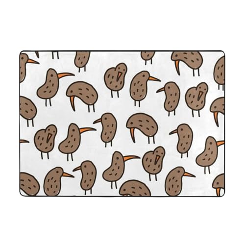 Zcmkjlg Kiwi Bird Flanell-Teppich, niedlicher Druck, 203 x 147 cm, weicher, rutschfester Teppich, Wohnzimmermatte, große weiche Couchtischmatte von Zcmkjlg