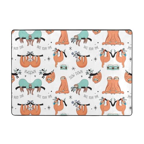 Zcmkjlg Lustiger Flanell-Teppich mit niedlichem Tiermotivdruck, 203 x 147 cm, weicher, rutschfester Teppich, Wohnzimmermatte, große weiche Couchtischmatte von Zcmkjlg