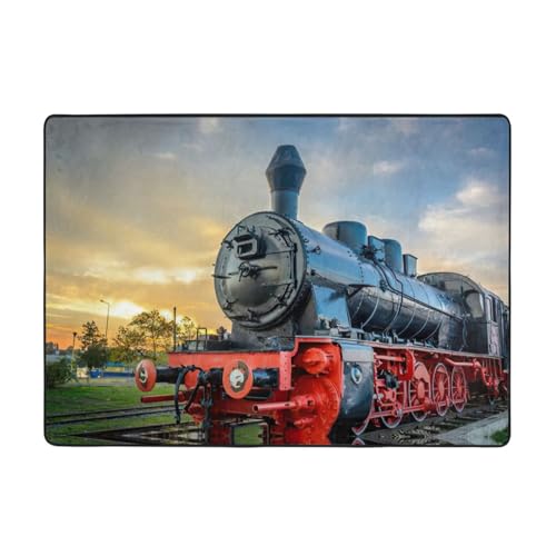Zcmkjlg Steam Train1 bedruckter Flanell-Teppich, 203 x 147 cm, weicher, rutschfester Teppich, Wohnzimmermatte, große weiche Couchtischmatte Zcmkjlg Steam Train1 bedruckter Flanell-Teppich, 203 x 147 cm, weicher, rutschfester Teppich, Wohnzimmermatte, große weiche Couchtischmatte von Zcmkjlg