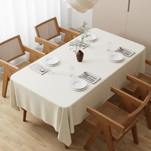 Zdada Beige Abwaschbar Tischdecken 140x240cm Rechteckig Polyester Tischdecke, Kratzfest, Fleckschutz Tischtuch Outdoor Tischwäsche für Garten, Esszimmer, Feiern und Haushalt von Zdada