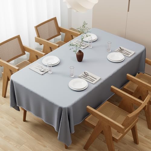 Zdada Grau Abwaschbar Tischdecken 110x180cm Rechteckig Polyester Tischdecke, Kratzfest, Fleckschutz Tischtuch Outdoor Tischwäsche für Garten, Esszimmer, Feiern und Haushalt von Zdada